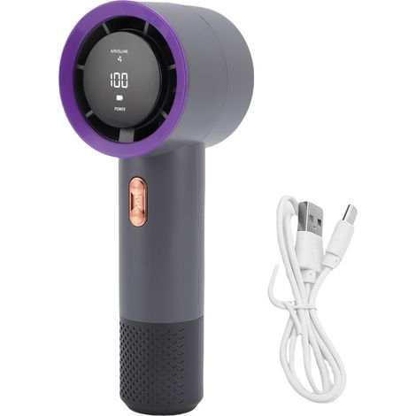 Ortviai Ventilateur portable turbo rechargeable USB avec affichage numérique, 199 vitesses, batterie 3000 mAh