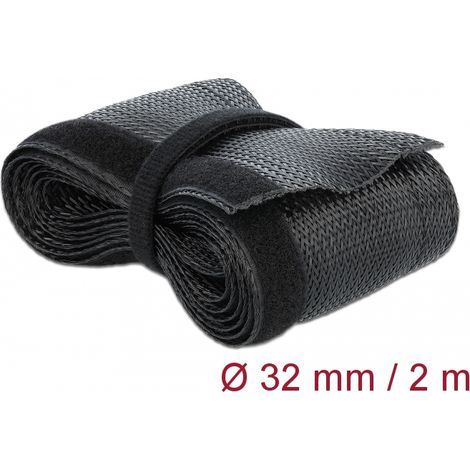 Delock Funda trenzada con cierre de gancho y lazo 2 m x 32 mm negro