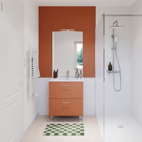 Meuble salle de bain London 60 cm Terracotta (1/5)