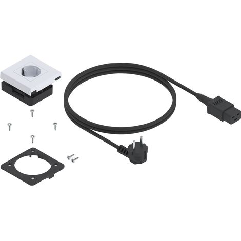 Blum Amperos AC Einbausteckdose, Schubladensteckdose Möbelsteckdose Verstecksteckdose, einfache Nachrüstung, Kunststoff weiß hochglanz, für 450-550 mm Nennlänge