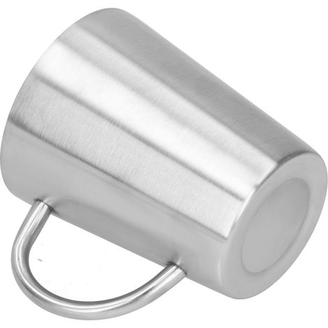 Mug à bière/café/eau de 340 ml en acier inoxydable 304 avec poignée, double paroi, couleur acier inoxydable (1/5)