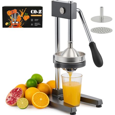 Presse Agrumes Manuel Silencieux en Acier Inoxydable de Qualité Alimentaire Broyeur Jus Presse Orange Lime Citron Pommes Fruit, Gris (1/5)