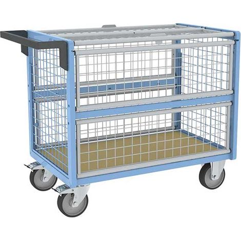 Carrello contenitore a griglia chiuso - Piano 985x565mm - Carico max 250kg - 800726123