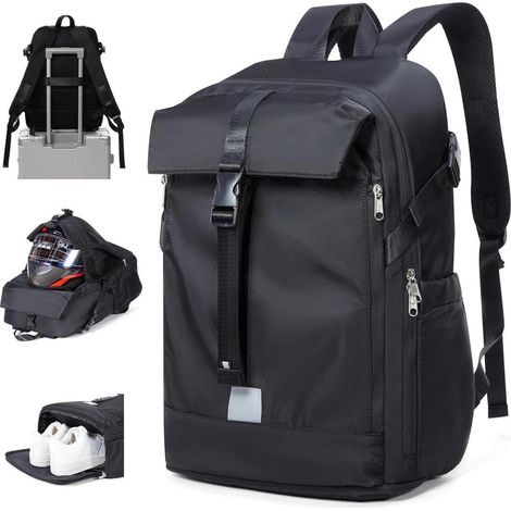 Motorradrucksack Helmrucksack Schuhfach Laptop 15Inch I-schwarz S (1/5)