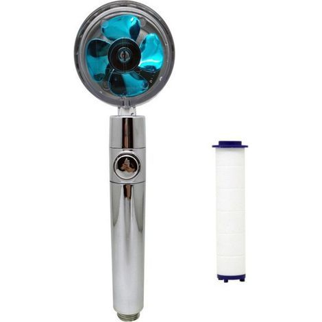 Water-resistant shower head with filtration system and replaceable PP cotton pad (blue). (1/5)