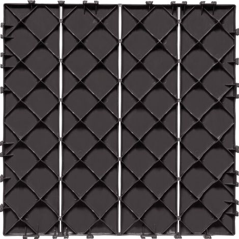 Mophorn ineinander greifende Terrassenfliesen, 36er-Pack, 30,5 x 30,5 cm, wasserdichter Kunststoff-Bodenbelag für den Außenbereich, Terrassenbelag für Veranda, Poolrand, Balkon, Dunkelbraun