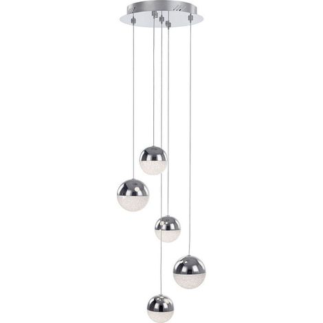 Visconte Corona Ceiling Pendant Cluster 5 Light with Sparkle Shades - Chrome (1/3)