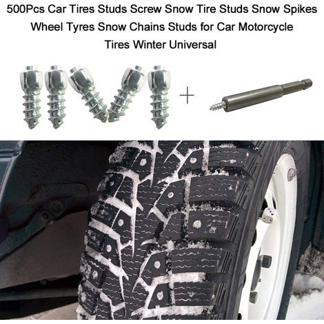 Decdeal – Vis pour pneus de voiture 500 pièces – Crampons en acier au tungstène pour neige – Installation facile – Traction optimale sur glace (1/5)