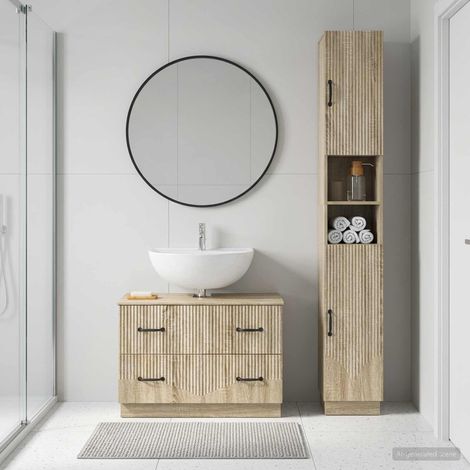 vidaXL 2 Piece Bathroom Cabinet Set HOORN Sonoma Oak Engineered Wood (1/5)