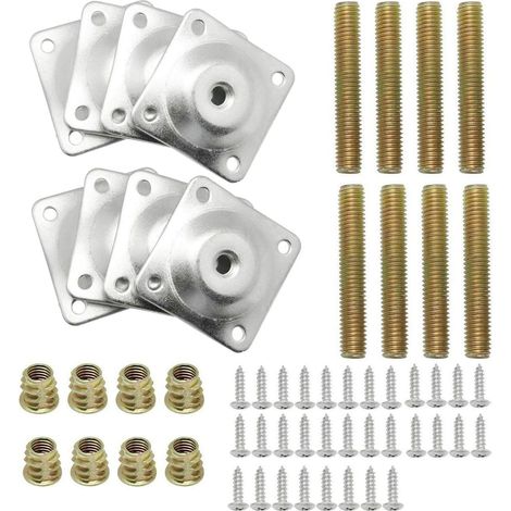 Set di 8 piastre di fissaggio per gambe di mobili, viti per mobili, divani e sedie da tavolo (1/5)