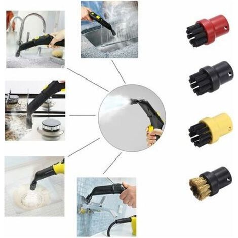 Set di 4 spazzole rotonde di ricambio per pulitori a vapore Karcher SC1, SC2, SC3, SC4 e SC5 (gialla, rossa, nera, rame) (1/4)