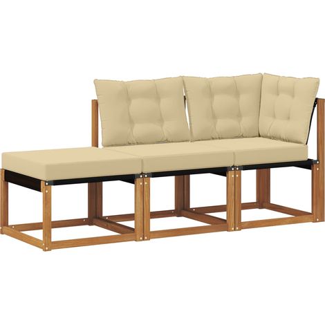 Unidades de Sofá Modular de Exterior 3 Pieza Natural y Beige vidaXL