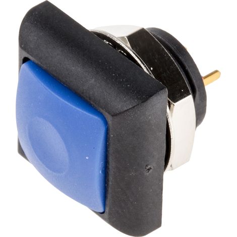 Bouton-poussoir, Momentané, Unipolaire à une direction, 400 mA @ 32 V c.a., Bleu,  Montage sur Circuit imprimé ( Prix pour 1 ) (1/2)