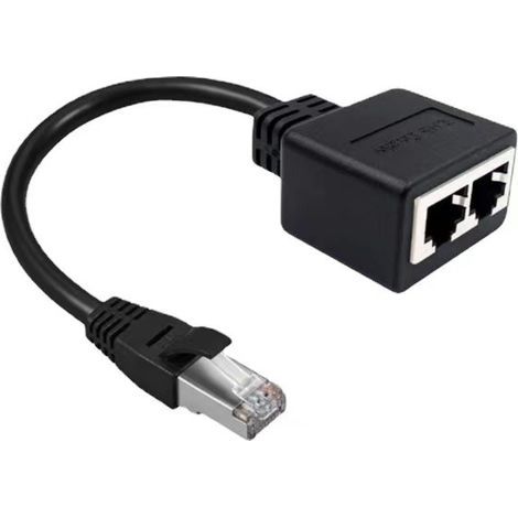 Adaptador divisor Ethernet RJ45 de 1 a 2 puertos, adaptador divisor de red RJ45 de 1 puerto hembra a 2 puertos hembra para todas las redes, hogares, oficinas y todas las conexiones de alta velocidad. (1/5)