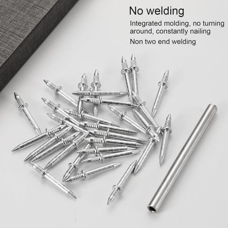 400 clous de plinthe double face sans joint avec 4 outils de manchonnage spéciaux, clous de plinthe en acier au carbone, adaptés à la pose de plinthes murales, de meubles et de panneaux TV. (1/3)