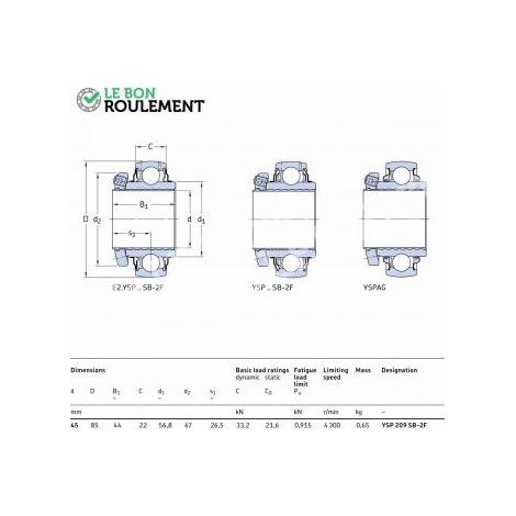 Roulement de palier YSP209-SB-SKF