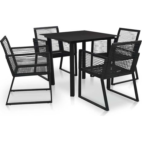vidaXL Juego de comedor de jardín 5 piezas ratán PVC negro (1/4)
