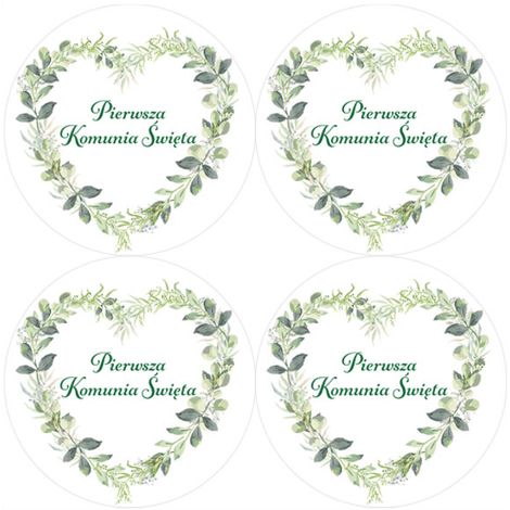 Herzförmige Kommunionsaufkleber, 4 Stück, 75 mm, 1 Set