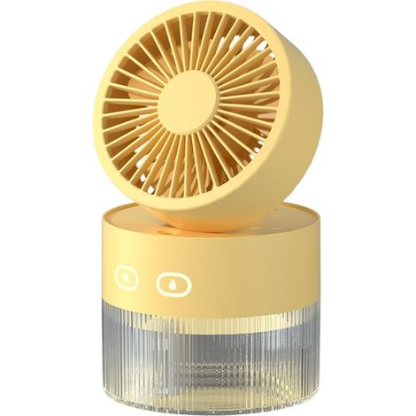 Ventilateur Brumisateur Rechargeable 2 Vitesses avec Veilleuse – 120° Rotation, 3 Vitesses, Réservoir 350 ml, Humidificateur Rafraîchissant pour Chambre, Maison, Tente Extérieure, Voyage (1/5)
