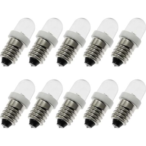 Voyants LED miniatures à visser pour circuits expérimentaux domestiques, accessoires de test électrique, E10 0,2W 3V, 10 pièces (lumière blanche).