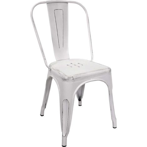 Sedia New Bristol 43x43xh45/84 cm in Ferro Bianco Antico (1/4)