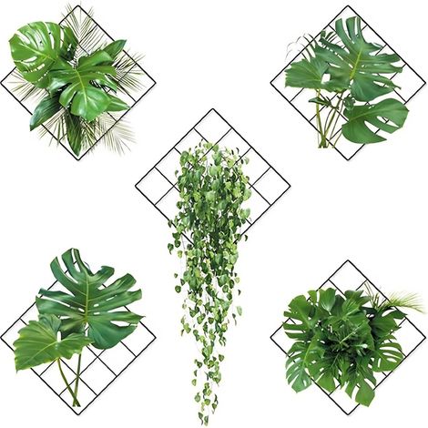 CSPARKV 1 Set 3D Green Plants Wall Stickers Set - 5 Pieces 3D Green Plants Wall Sticker, Plant Wall Decal for Living Room Bedroom Kitchen