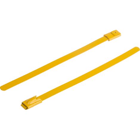 Serre-câble RS PRO Jaune en Acier inoxydable revêtu de polyester, 100mm x 4,6 mm ( Prix pour Sachet de 100 )