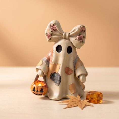 Retro patchwork ghost lamp, non-illuminated, exquisite, retro, cute ghost Halloween decoration -- 1 piece (1/5)