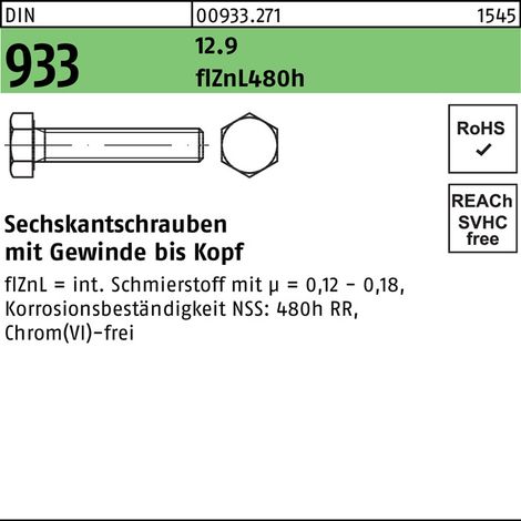 Vis hexagonale DIN 933/ISO 4017 VG x60mm