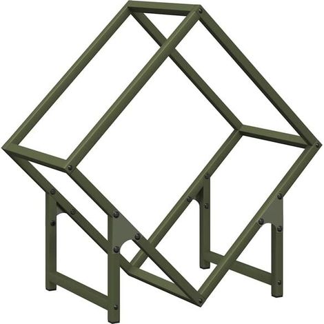 Support à bûches vert olive, 50 x 25 x 50 cm (1/5)