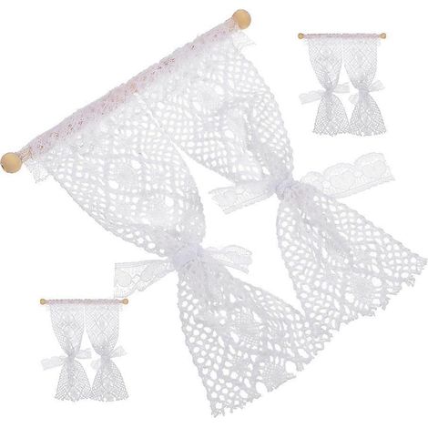 Mini rideaux en dentelle, rideaux blancs décoratifs pour maison de poupée, ensemble de 12 pièces (1/5)