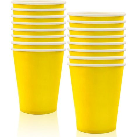 16x Gelbe Pappbecher 250ml für Partys & Geburtstage