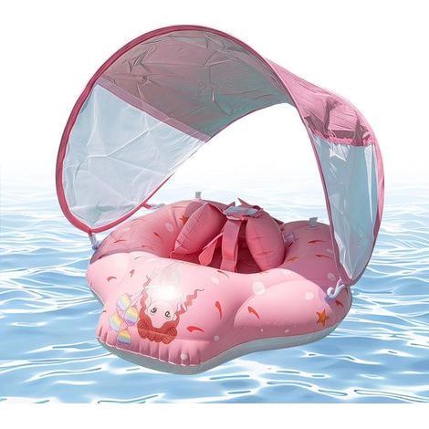 Babyschwimmring, kippsicherer Schwimmring mit UPF50-Sonnenschutz, ideal für Sommer, See, Fluss und Outdoor-Aktivitäten, für Jungen und Mädchen von 0 bis 36 Monaten, Strand (1/5)
