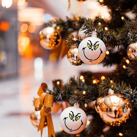 [Cartoon Stickers] Festive Decor [PVC] [Christmas Decoration] 10x Pack Vinyl Decals for Ornaments, Lights, Cups, Glass (13x11cm, Matte Black) (1/5)