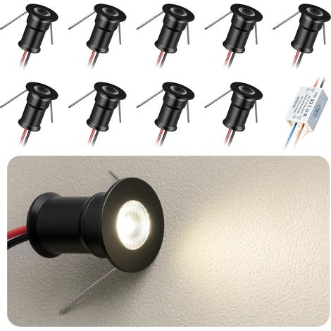 Projecteur miniature LED 902 30°, DC12V 1W, 80 Ra, 75 lm, convient à l'éclairage d'armoires telles que les caves à vin, les armoires à chaussures, etc.(3000K,White,9Pack) (1/5)
