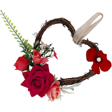 Couronne de roses artificielles en forme de cœur pour décoration, 2 pièces, guirlande de mariage artificielle (1/5)