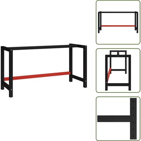 Cadre de banc de travail Métal 150x57x79 cm Noir et rouge - Cadre De Table - Table De Travail - Établi Métallique - Pied De Table - Support De Bureau (1/5)