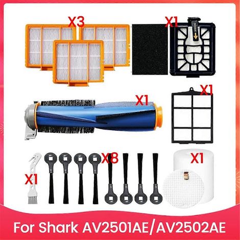 Lot de 16 brosses latérales et filtres de rechange pour aspirateurs AV2501AE et AV2502AE. Accessoires et pièces détachées. (1/5)