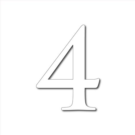 Numéro de Maison Plexigglas Noir ou Blanc.- Chiffre 4 - Hauteur de 10 cm