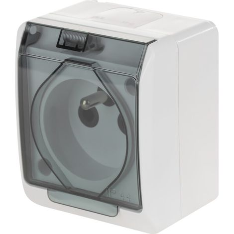 Einzelne Aufputzsteckdose, hermetisch, weiß, Hermes 0321-01, elektrolytisch (1/3)