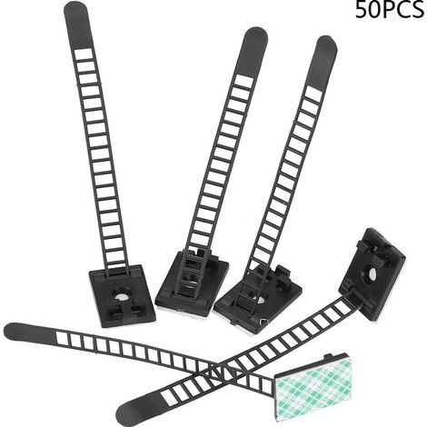 GARRYFIZH Lot de 50 clips auto-adhésifs réglables pour fixation de câbles de voiture, noir (1/5)