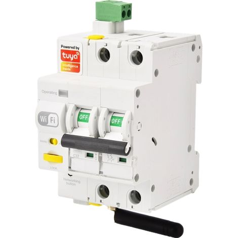 gloca Interruttore Magnetotermico Wi-Fi Smart Con App Tuya Smart Riarmo Automatico Tramite APP 3M 2P 32A 220V