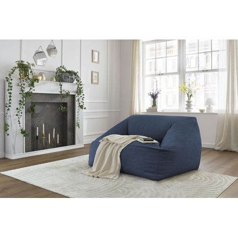 BOBOCHIC - Pouf ultra moelleux LILIBET velours côtelé Bleu foncé (1/5)