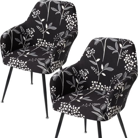 Sollbry Juego de 2 fundas elásticas para sillas de comedor con reposabrazos, extraíbles y lavables, protector para silla de oficina, para sala de estar, cocina y hotel. (1/4)