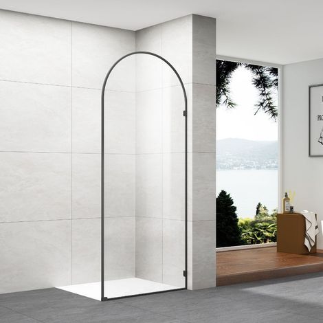 Paroi de douche italienne cintrée - 100 x 195 cm - Clear - Noir - ARCO (1/5)