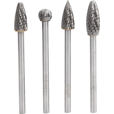 Ortviai Fichier rotatif en acier au tungstène 6 mm – Lot de 4 pièces (modèles D, G, F, H) – finition précise (1/5)