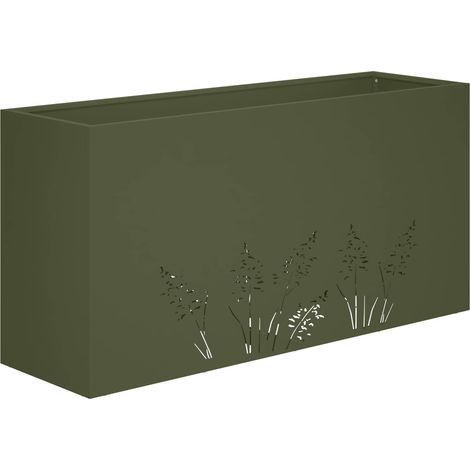Cache-pot de jardin Vert olive 100 x 30 x 49 cm vidaXL (1/5)