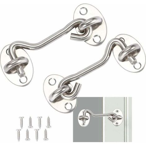 Gancho de aire de acero inoxidable negro, gancho de ventana de estilo antiguo, 2 unidades, gancho de aire de acero inoxidable de 7,6 cm (3 pulgadas) -Crezuo