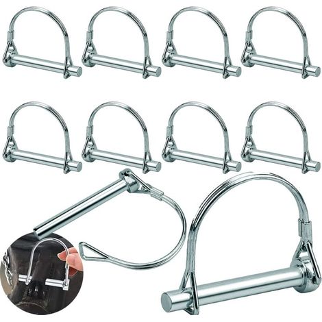 Goupille de verrouillage 10 pièces 8 x 70 mm – Acier au carbone antirouille – Conception type D pour verrouillage rapide – Applications jardin et agriculture (1/5)