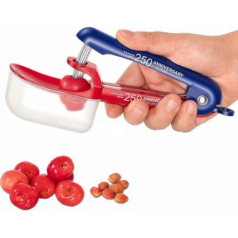 Dénoyauteur à cerises - Outil dénoyauteur en acier inoxydable pour la confection de confiture de cerises avec système de verrouillage (noir) (1/4)